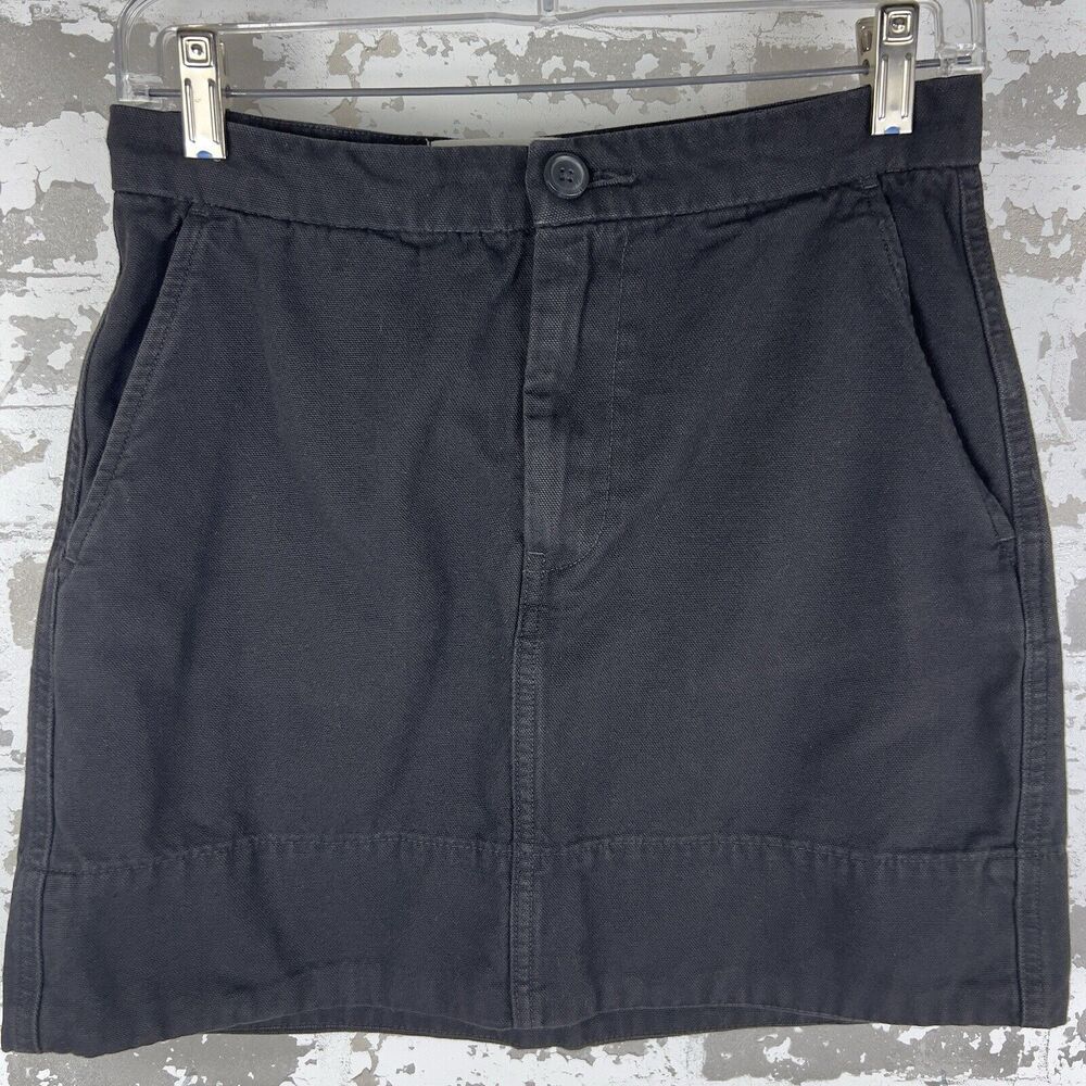 Everlane Mini Skirt Women’s Sz 6 Black The Canvas Stamp Textured Weave Straight